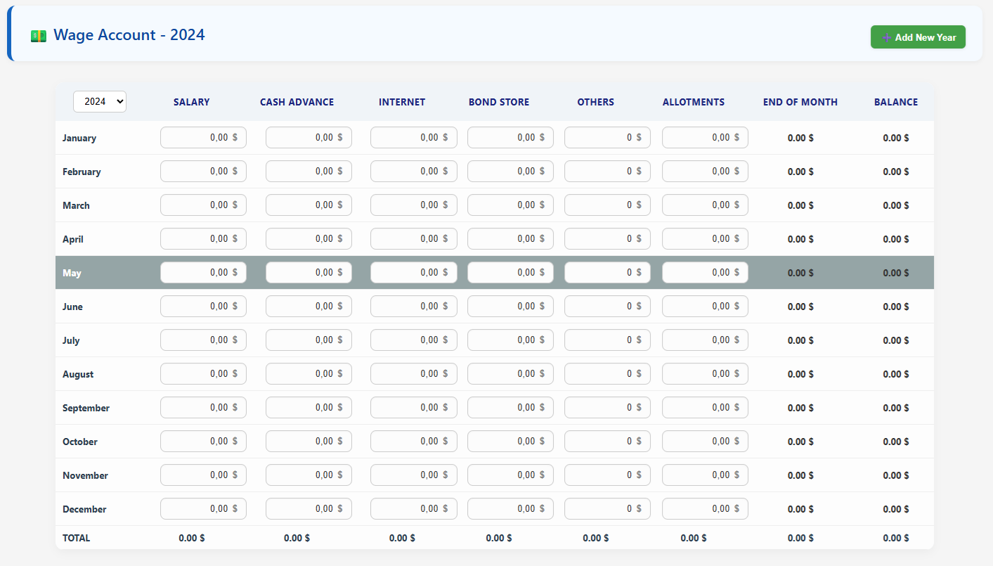 Wage Account Tracker